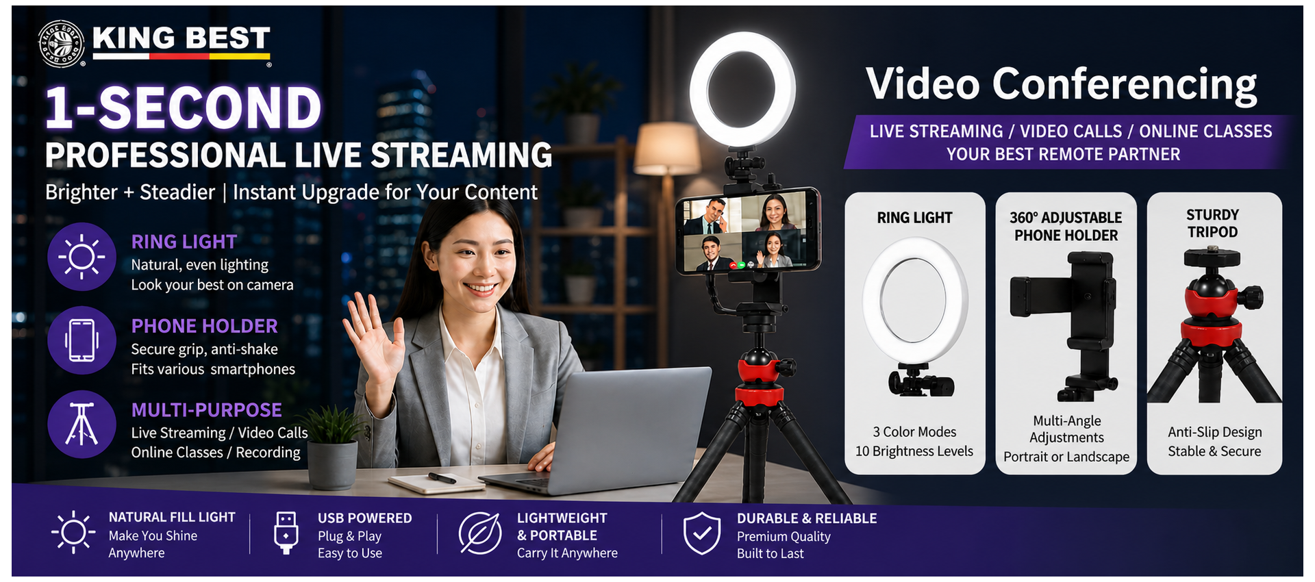 kingbest vlog light kit